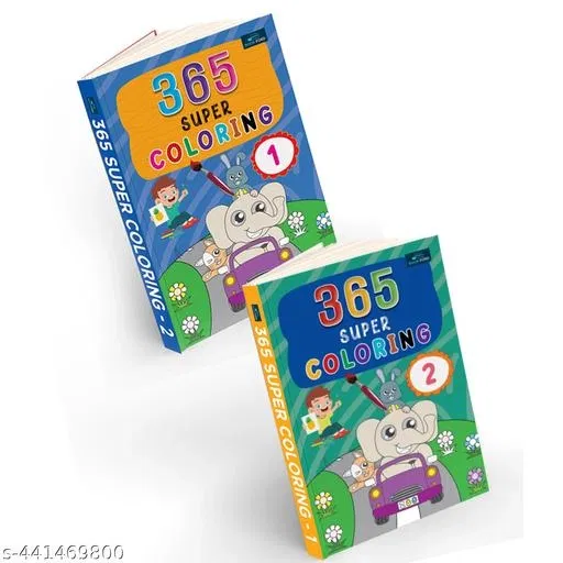 365 Super Coloring Book For Kids  Set Of 2 - Fun, Educational, Colorful Imagery, Engaging Activities, And Hours Of Entertainment Drawing Books For Kids. Suitable For All Age Groups ,