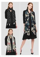 Poly Chiffon Printed Scarves for Women, Multicolor, Pack of 3