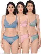 Polycotton Bra with Panty for Women 