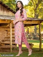 Cotton Printed Kurti with Pant for Women 