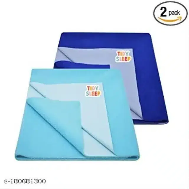 Cotton Mattress Protection Sheet (Blue & Sky Blue, 28x20 inches) (Pack of 2)