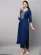 Solid A-line Kurta Set for Women 