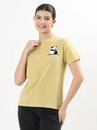 Panda Print Women T-Shirt (Khaki, M)