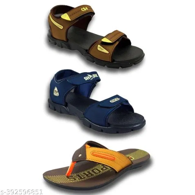 Sandals with Flipflop for Men (Multicolor, 10) (Pack of 3)