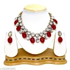 Antique Beads And Kundan Work Jewellery Set, Red