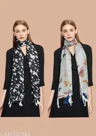 Poly Chiffon Scarves for Women, Multicolor, Pack of 2
