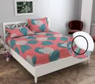 Glace Cotton Printed Fitted Double Bedsheet with Two Pillow Covers 