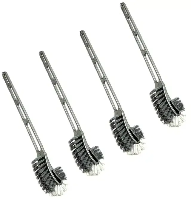 Plastic Long Handle Toilet Brush (Multicolor, Pack of 4)