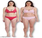 Cotton Blend Solid Lingerie Set for Women 