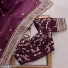 Georgette Solid Saree For Women, Purple