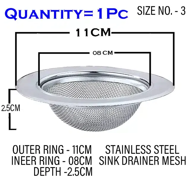 Xtend Stainless Steel Sink Strainer (Pack of 1, Silver) (SI-13)