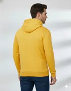 Fleece Printed Hoodie for Men, Yellow 