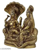 Brass Lord Vishnu with Lakshmi Statue 