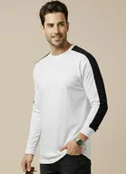 Polyester Printed T-shirt for Men, White 