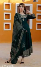 Cotton Blend Printed Kurti with Dupatta for Women 