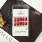 artificial reusable nails in pink cream color with bow with glue Cream, Natural, Nude 