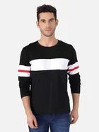 Round Neck Colorblocked T-Shirt for Men (Black & White, S)