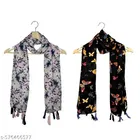 Chiffon Scarves for Women, Multicolor, Pack of 2