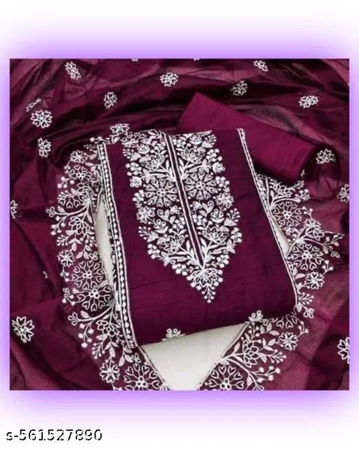 Chanderi Cotton Punjabi/All Over Suits for Women (Purple, 5.85 meter (S)