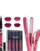 Hair Straightener with 4 Pcs Lipsticks & 36H Eye Liner 
