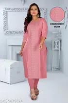 Embroidered Chanderi Cotton Kurti for Women 