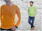 Cotton Blend Solid Polo T-Shirt for Men, Yellow & Green, Pack of 2 