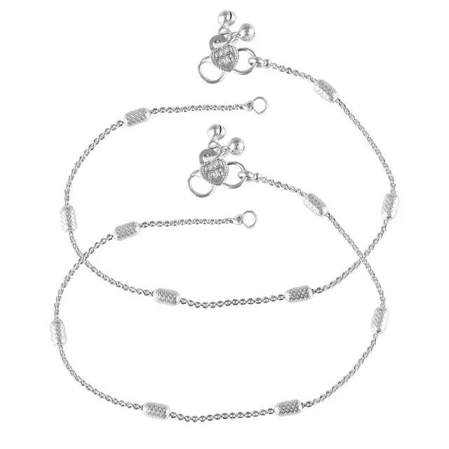 Traditional Brass Women Anklets (Silver) (VFJ-98)