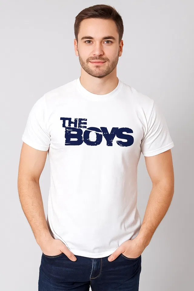 Round Neck Printed T-Shirt for Men (White, XL)