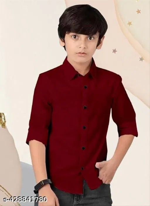 Solid Cotton Kurta Set for Boys (Maroon, 12-13 Years)