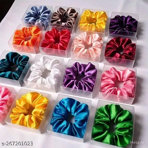 Scrunchies for Women, Pack of 12 (Pink, 12)