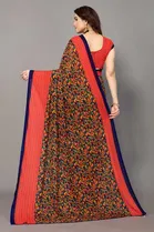 Casual Georgette Women Printed Saree With Unstitched Blouse 