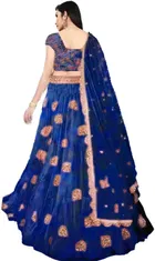 Net Embroidered Semi Stitched Lehenga for Girls 