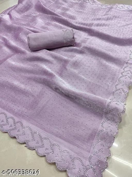 Jimmy Choo Printed Saree For Women, Purple