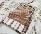 Cotton Unstitched Suit Fabric for Women (Brown & White)