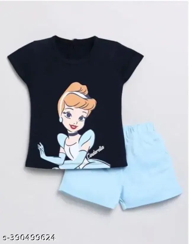 Hosiery Cotton Clothing Set for Boys & Girls (Black & Blue, 6-12 Months)
