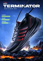 Asian Terminator Sports Shoes for Men (Black, 8)