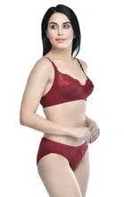 Polycotton Non-Padded Bra with Panty for Women 