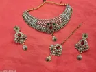 Alloy Necklace with Earrings & Maangtika for Women 