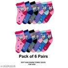 Woolen Socks for Kids, Set of 6 (Multicolor, 0-3 Months)