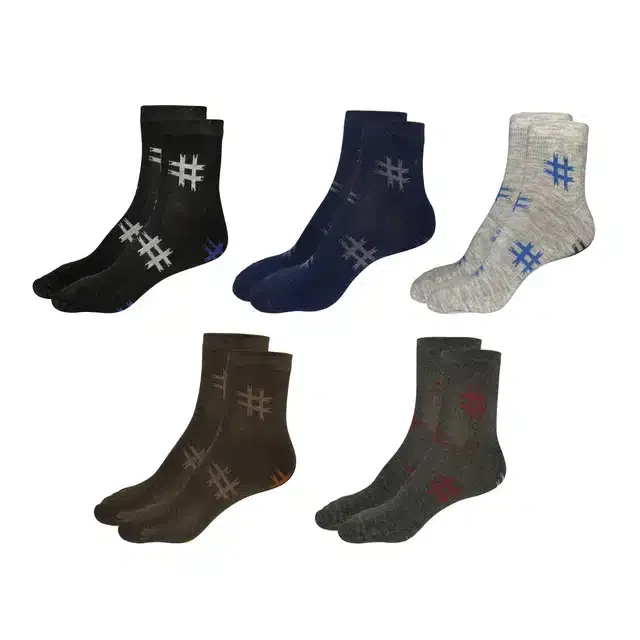 Cotton Blend Ankle Length Socks (Multicolor, Set of 5)