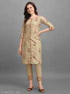 Khadi Cotton Embroidered Kurta with Pant for Women 