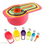 Plastic Measuring Cups & Spoons (Multicolor, Set of 6)