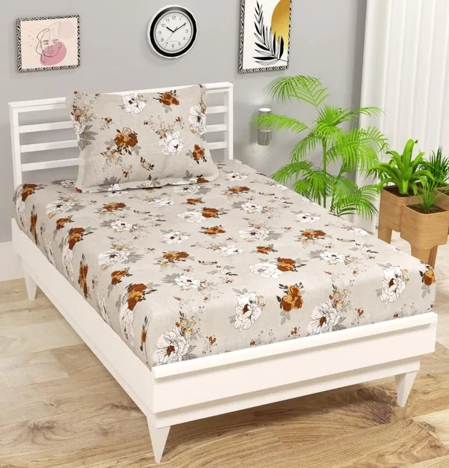 Simple Home 120TC Floral Single Bedsheet 60x88inch Blue