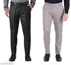 Cotton Blend Formal Pant for Men (Black & Grey, 28) (Pack of 2)