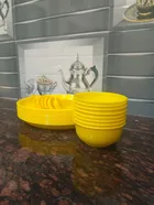 Plastic Dinner Set (Yellow, Set of 18)