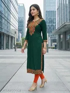 Solid Embroidered Acrylic Kurti for Women 