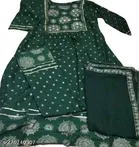 Micro Print Anarkali Dupatta Set for Women 