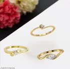 Gold Plated Stainless Steel Rings for Women, Pack of 3