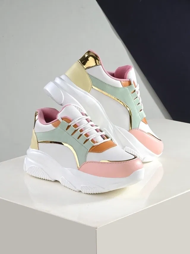Sports Shoes for Women (White & Pink, 4)