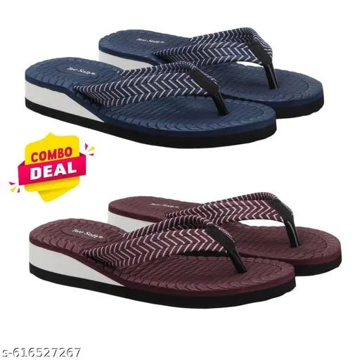 EVA Flip-flops for Women (Brown, 4) Pack of 2